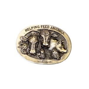 Vtg Lewis Buckles Western Farming Belt Buckle 1980's